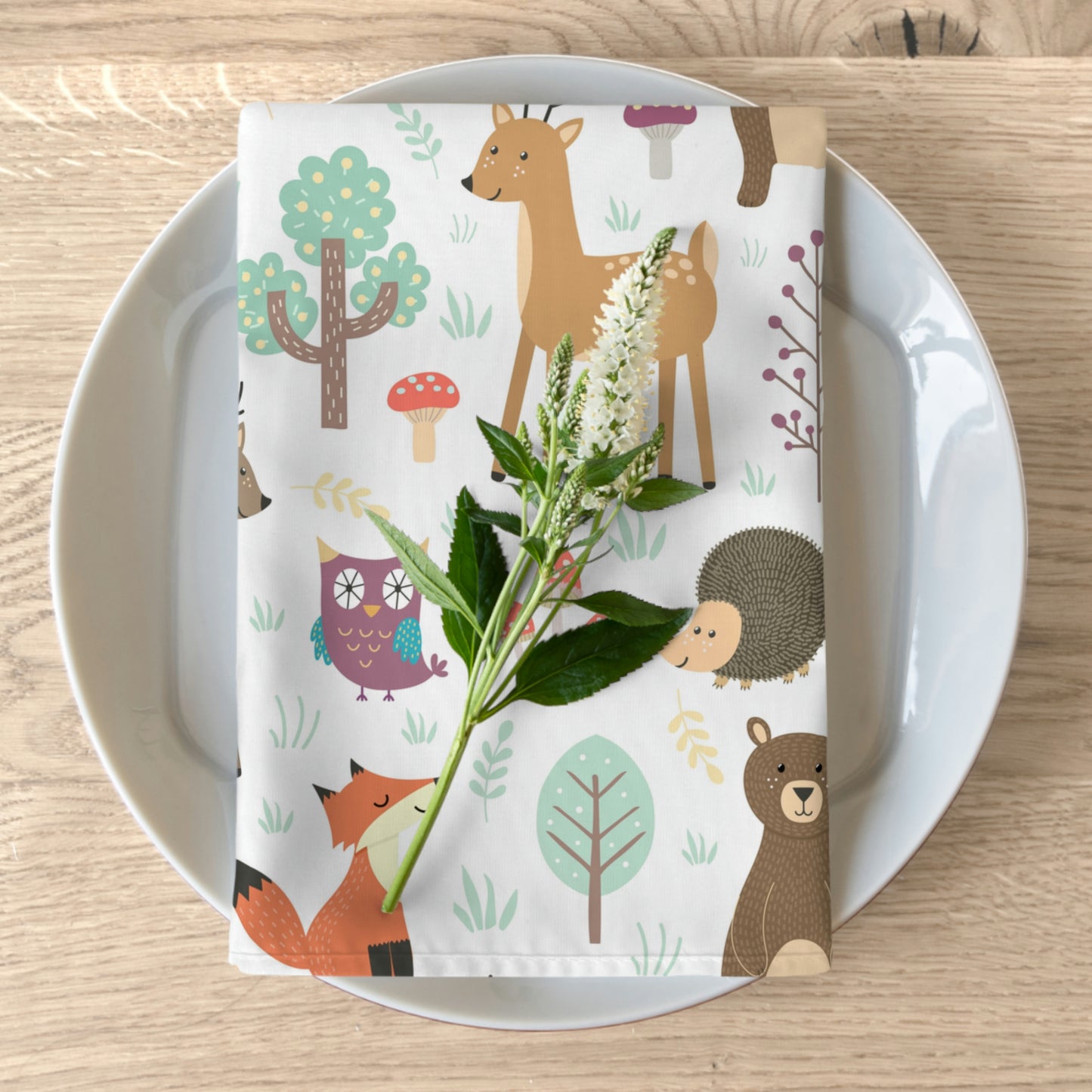 Forest Plants and Animals Napkins Set of 4