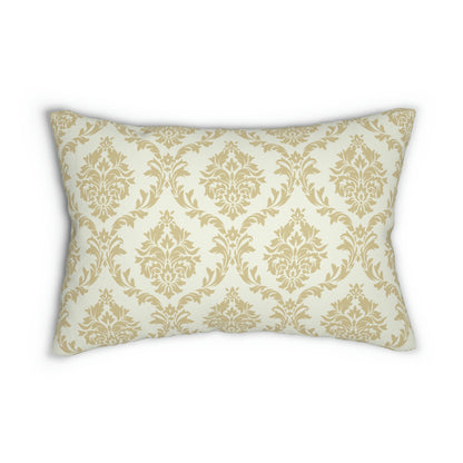 Beige Damask Spun Polyester Lumbar Pillow