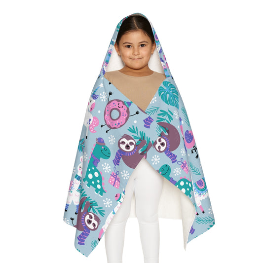 Happy Christmas Animals Youth Hooded Towel
