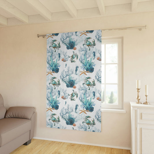 Watercolor Coral Reef Window Curtain Panel (1 Piece)