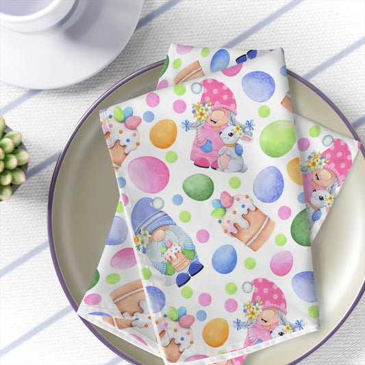 Easter Gnomes and Pastel Eggs Napkins Set of 4