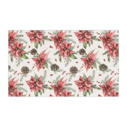 Poinsettia and Pine Cones Kitchen Towel