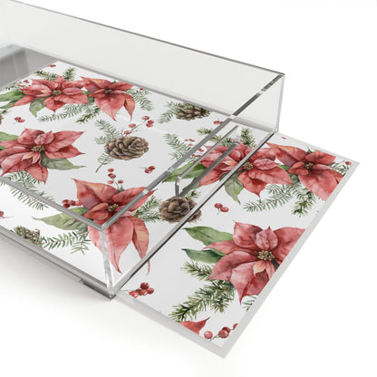 Poinsettia and Pine Cones Acrylic Serving Tray