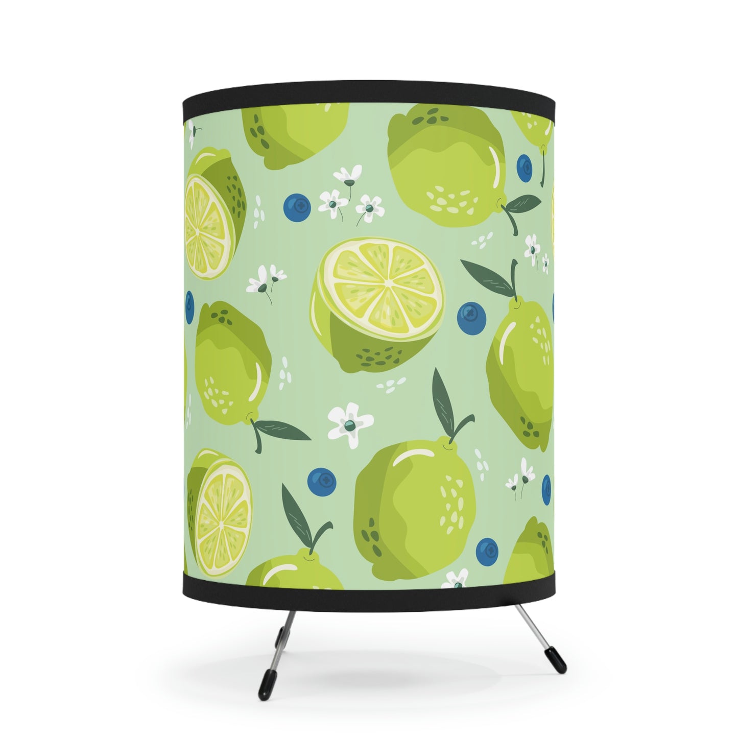 Limes and Blueberries Tripod Lamp with High-Res Printed Shade, US\CA plug