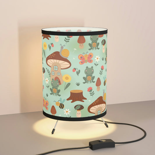 Frogs and Mushrooms Tripod Lamp