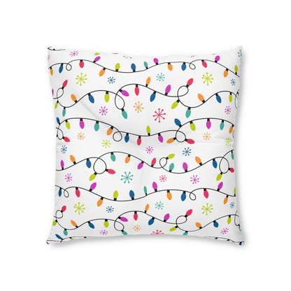 Christmas Lights Tufted Floor Pillow, Square