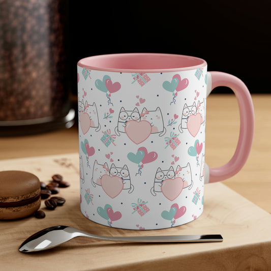 Kawaii Cats in Love Accent Coffee Mug, 11oz