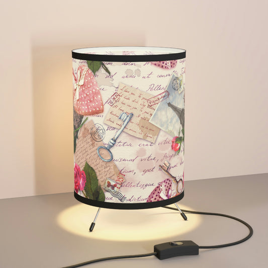 Paris Love Letters Tripod Lamp with High-Res Printed Shade, US\CA plug