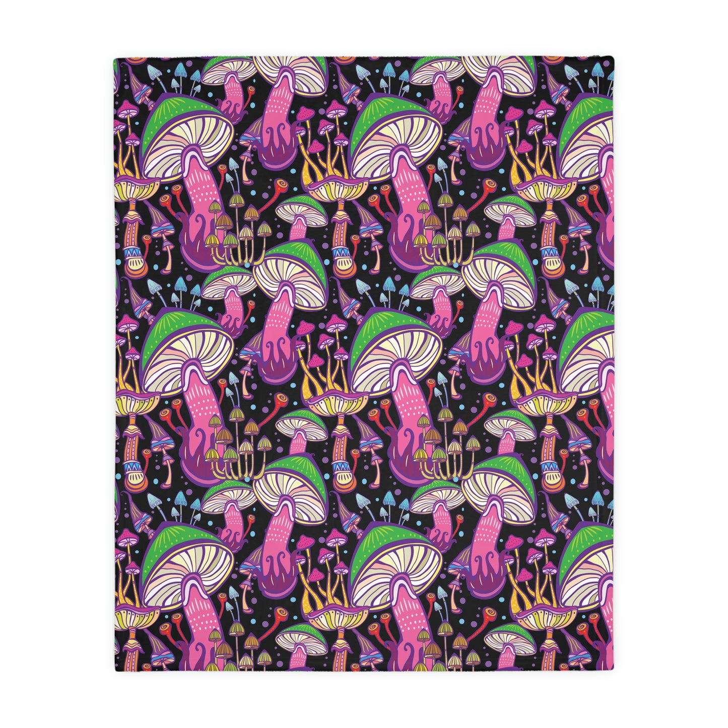 Super Mushrooms Velveteen Minky Blanket (Two-sided print)