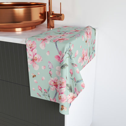 Cherry Blossoms and Honey Bees Hand Towel