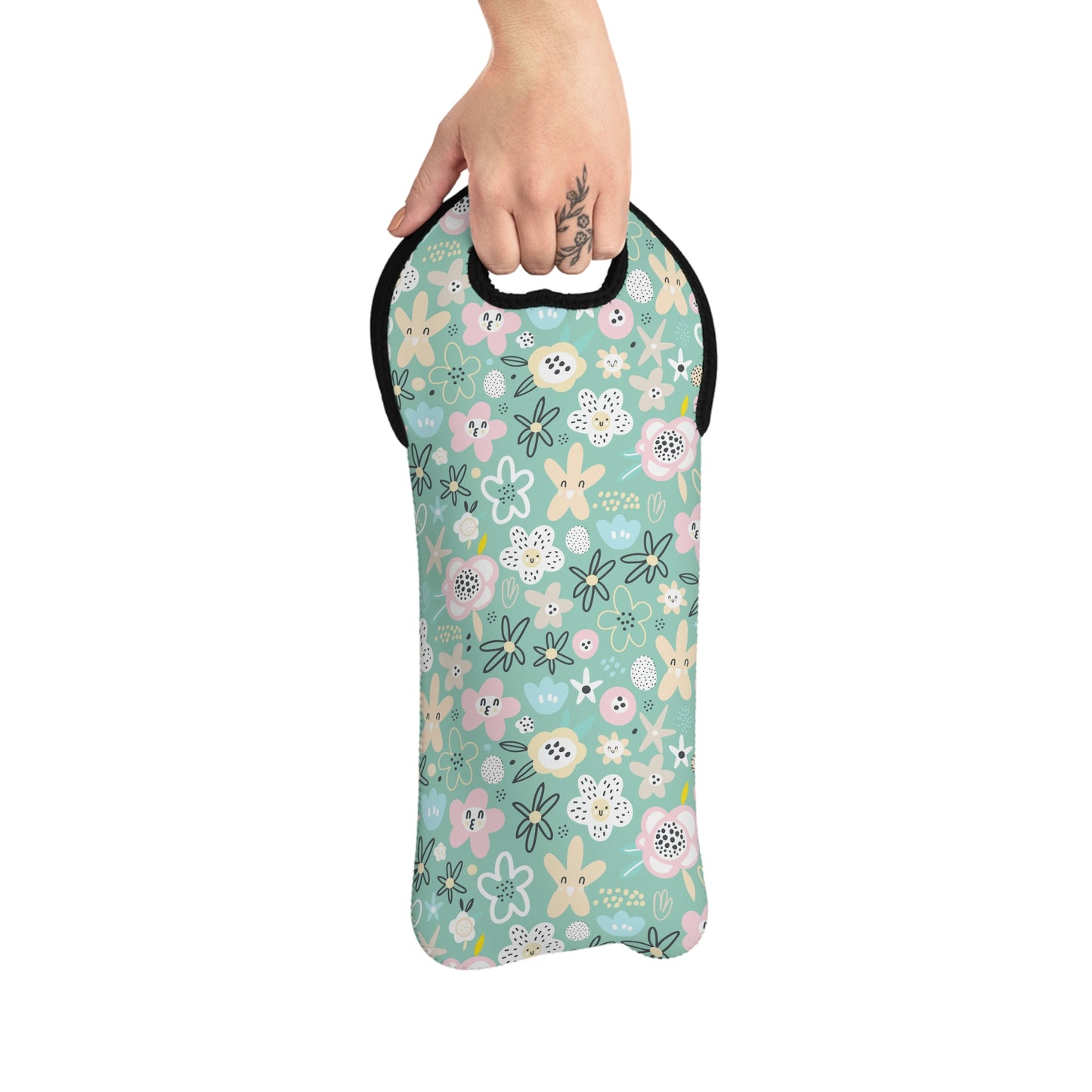 Abstract Flowers Wine Tote Bag