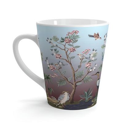 Chinoiserie Herons and Peonies Latte Mug