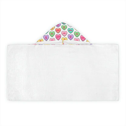 Candy Conversation Hearts Youth Hooded Towel