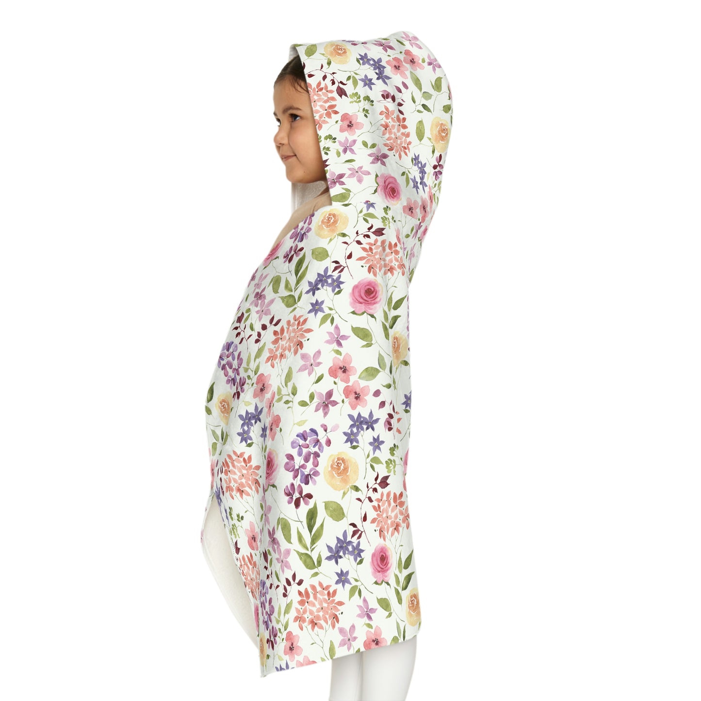 Yellow and Pink Roses Youth Hooded Towel