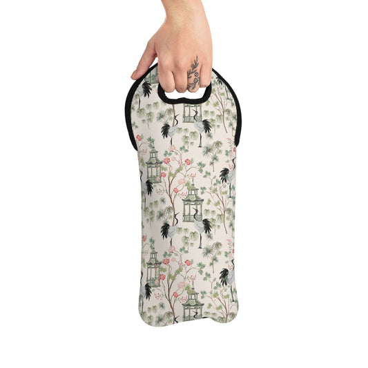 Chinoiserie Rose Trees Wine Tote Bag
