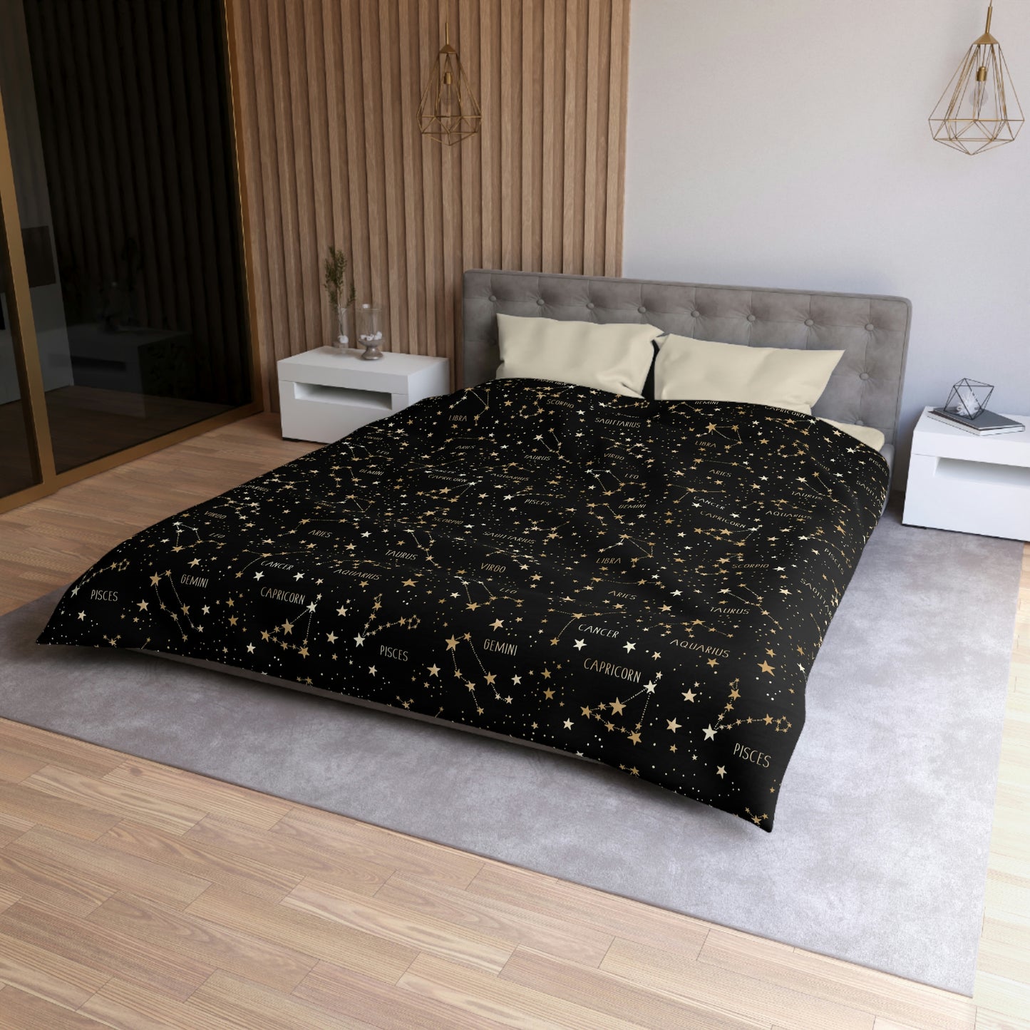 Stars and Zodiac Signs Microfiber Duvet Cover