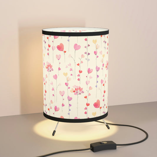 Heart Flowers Tripod Lamp with High-Res Printed Shade, US\CA plug