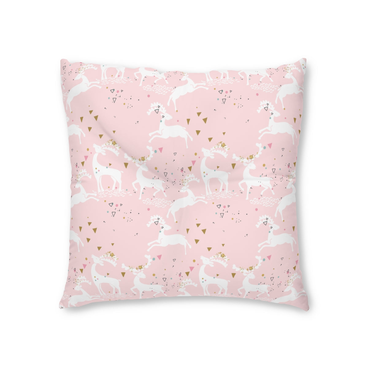 Magical Reindeers Tufted Floor Pillow, Square