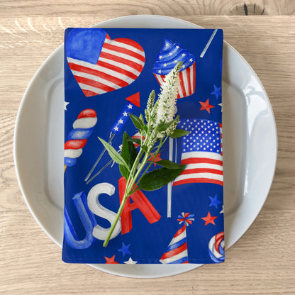 Patriotic Hearts and Flags Napkins Set of Four