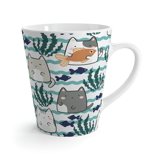 Kawaii Cats and Fishes Latte Mug