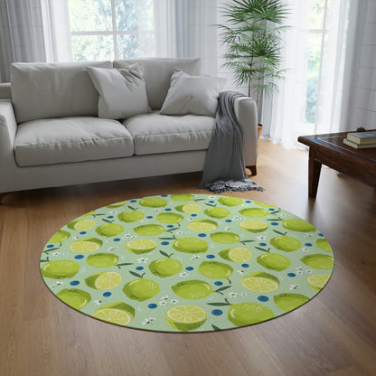 Limes and Blueberries Round Rug