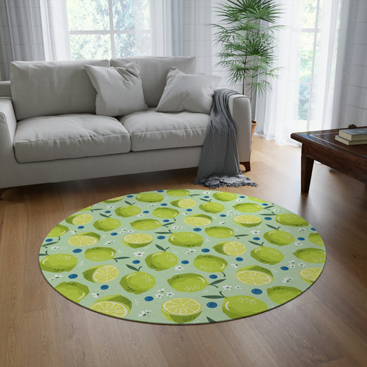 Limes and Blueberries Round Rug