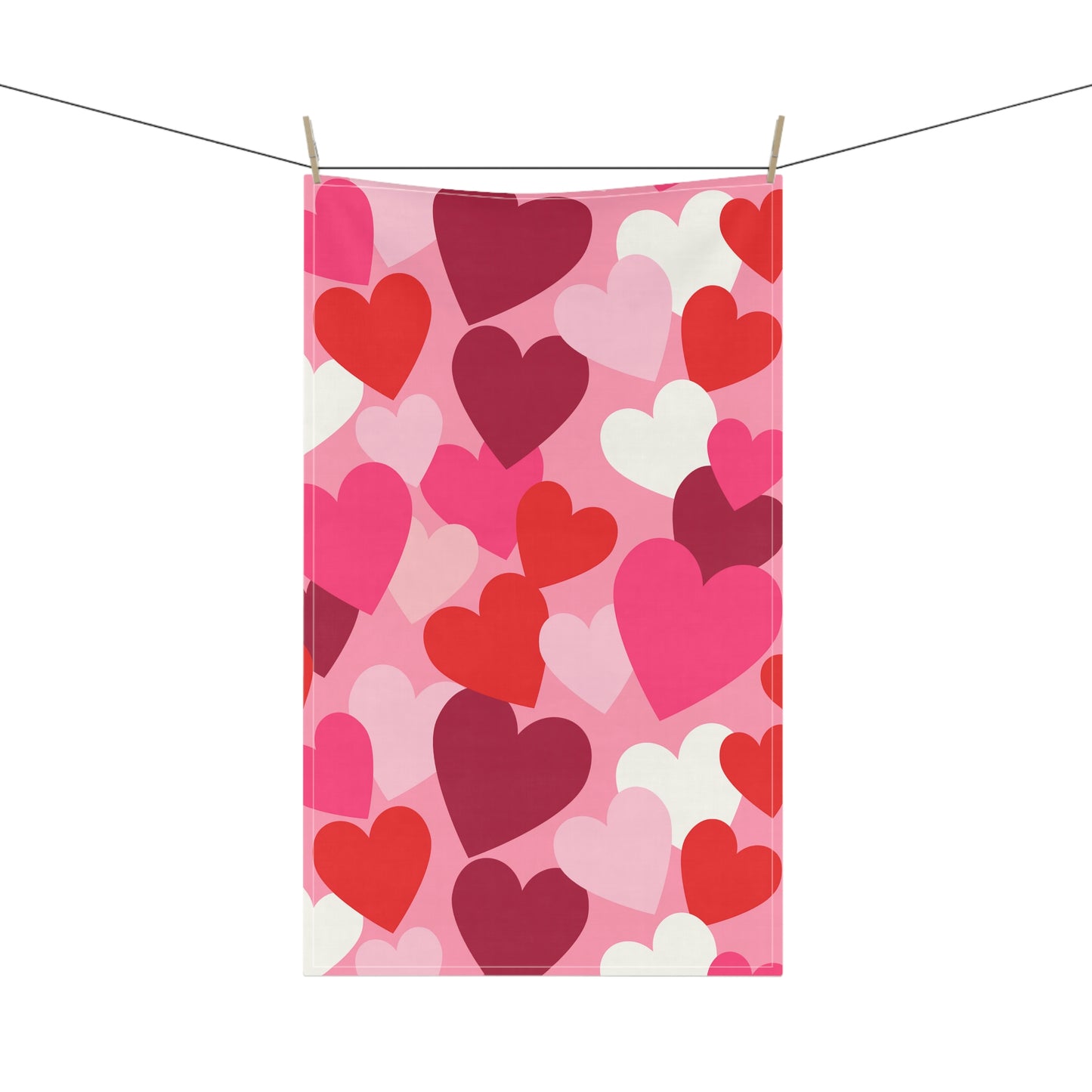 Pink and Red Hearts Kitchen Towel