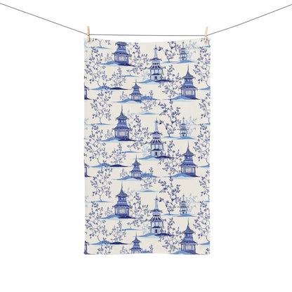 Chinoiserie Vintage Chinese Pagodas Hand Towel