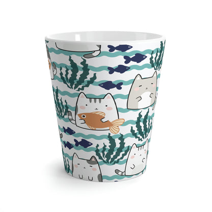 Kawaii Cats and Fishes Latte Mug