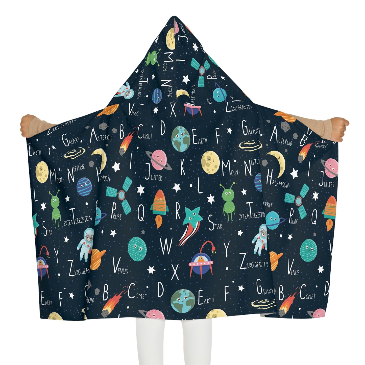Space Alphabet Youth Hooded Towel
