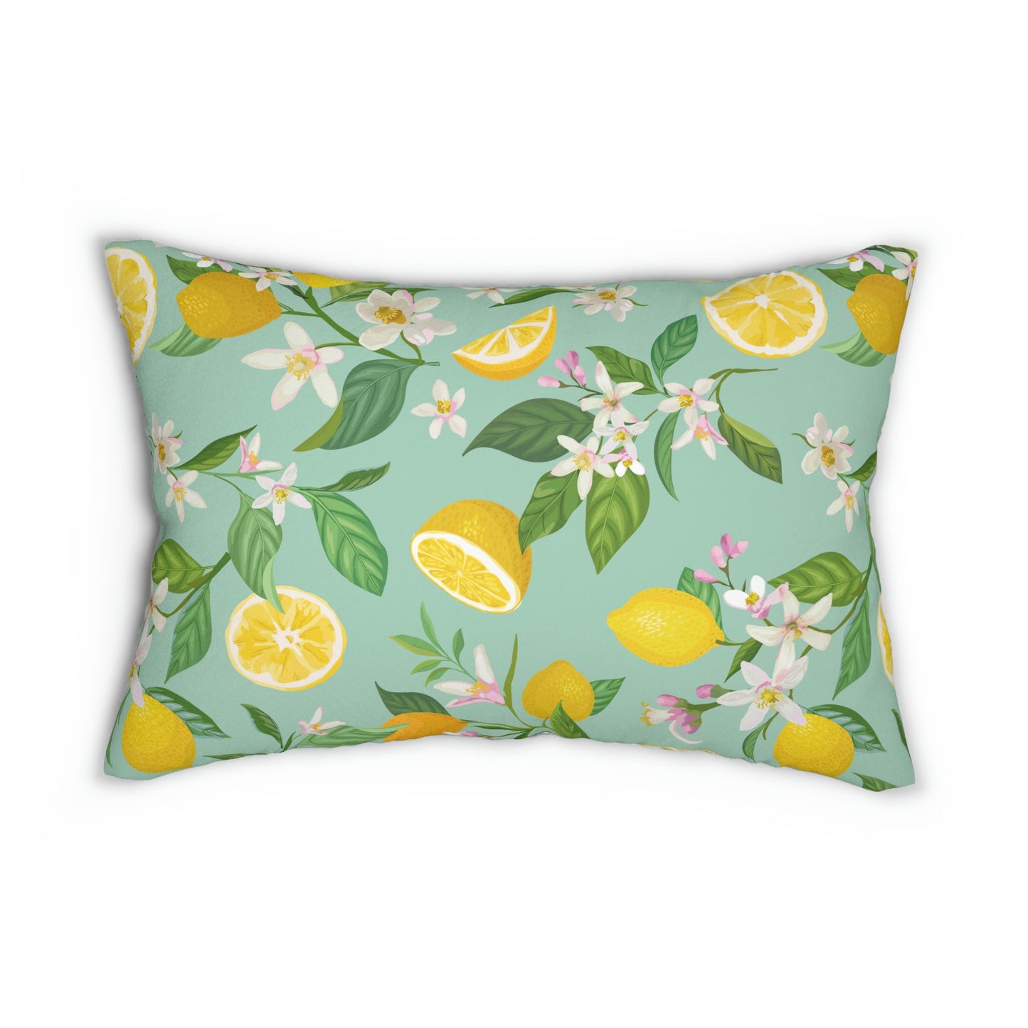 Lemons and Flowers Spun Polyester Lumbar Pillow