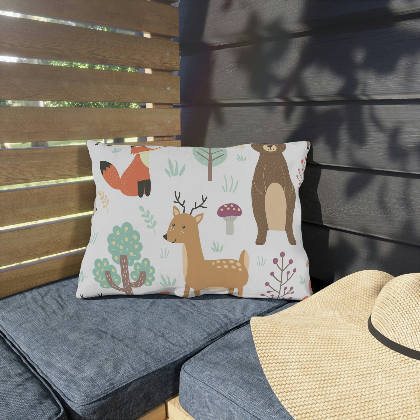 Forest Plants and Animals Outdoor Pillow