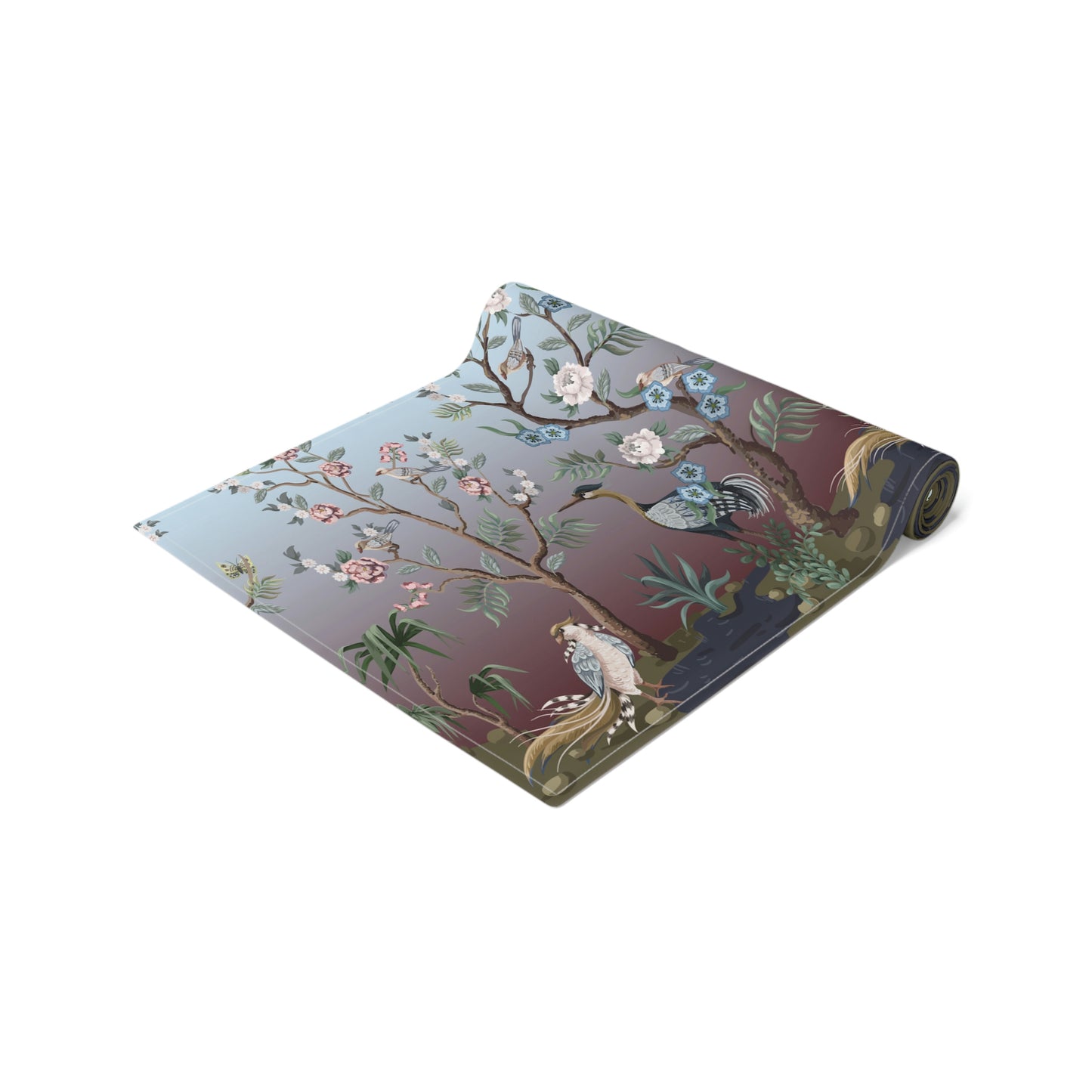 Chinoiserie Herons and Peonies Table Runner (Cotton, Poly)