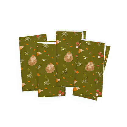 Fall Forest Animals and Fall Leaves Napkins Set of 4
