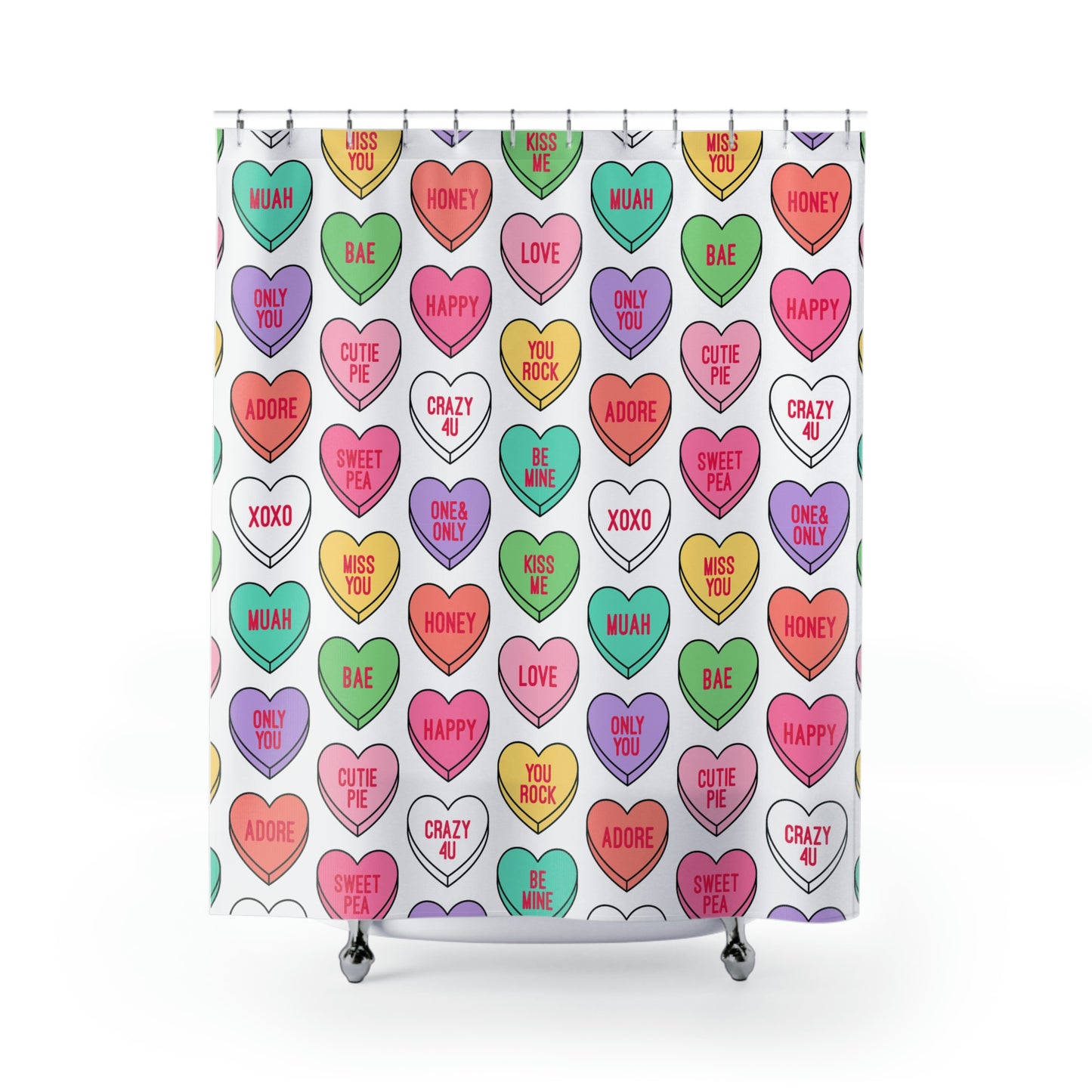 Candy Conversation Hearts Fabric Shower Curtains