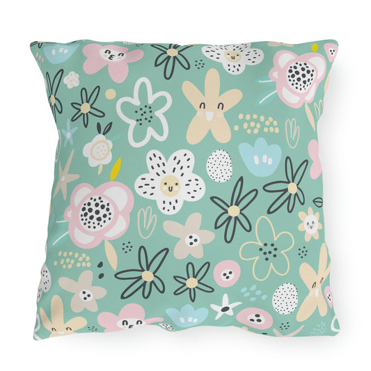 Abstract Flowers Outdoor Pillow