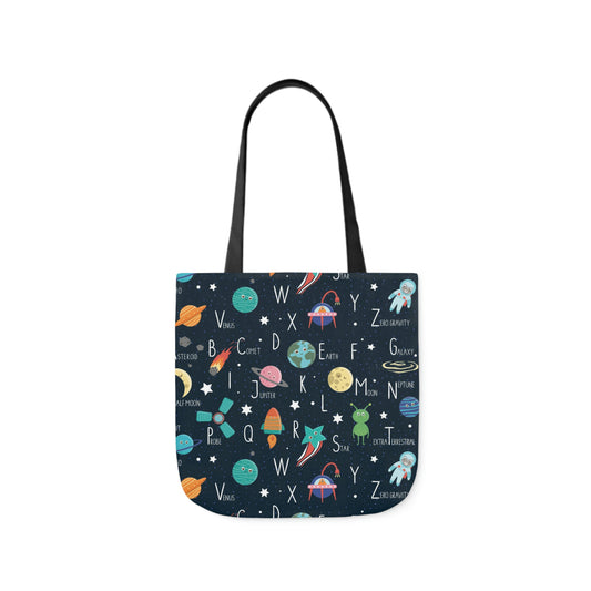 Space Alphabet Polyester Canvas Tote Bag