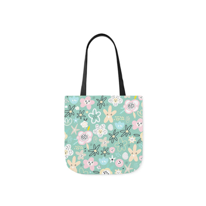 Abstract Flowers Polyester Canvas Tote Bag