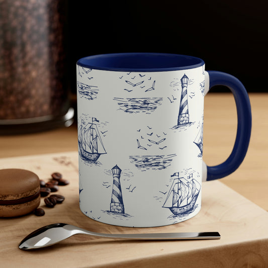 Vintage Ships Accent Coffee Mug, 11oz