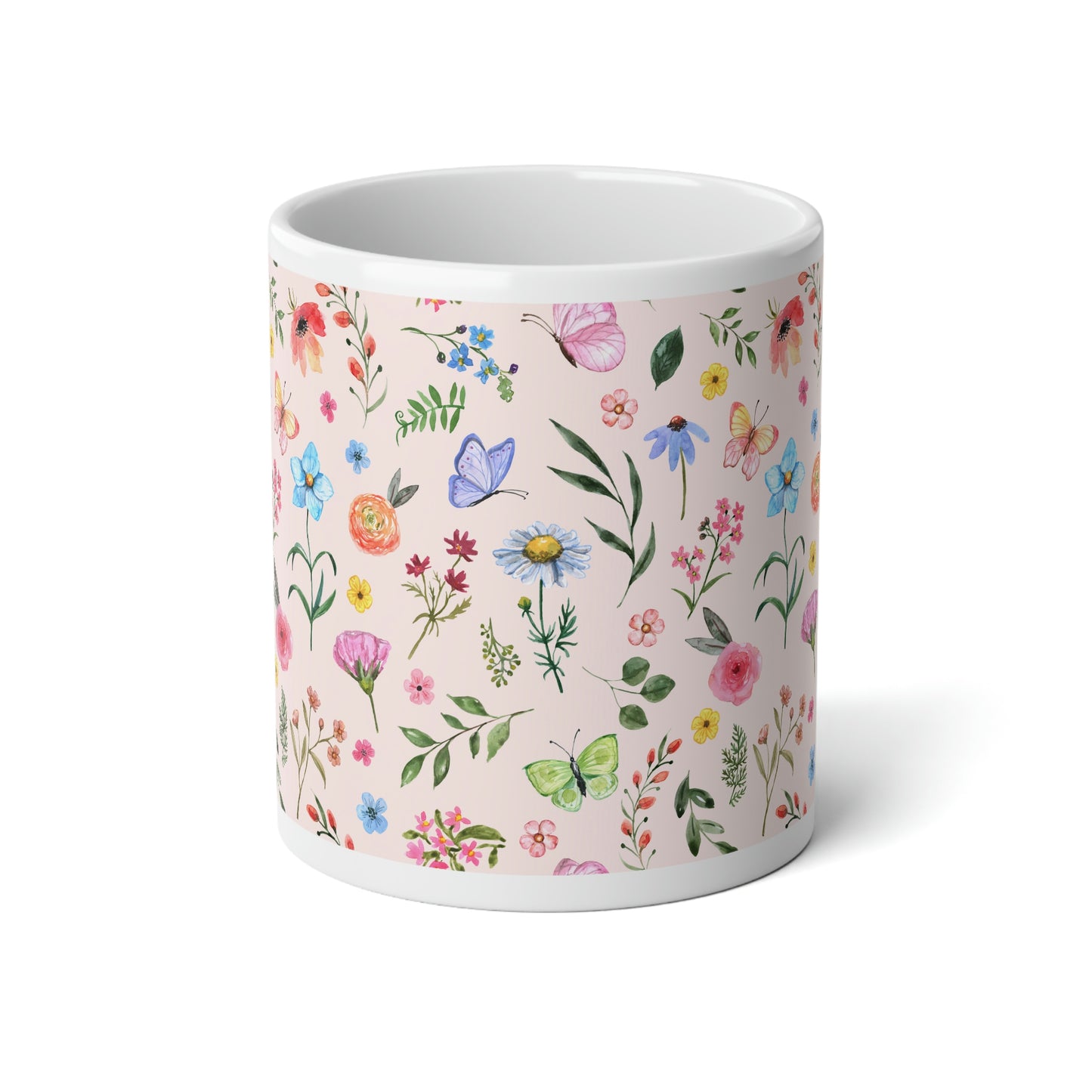 Spring Daisies and Butterflies Jumbo Mug, 20oz