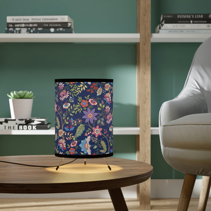 Jacobean Flowers Tripod Lamp with High-Res Printed Shade, US\CA plug