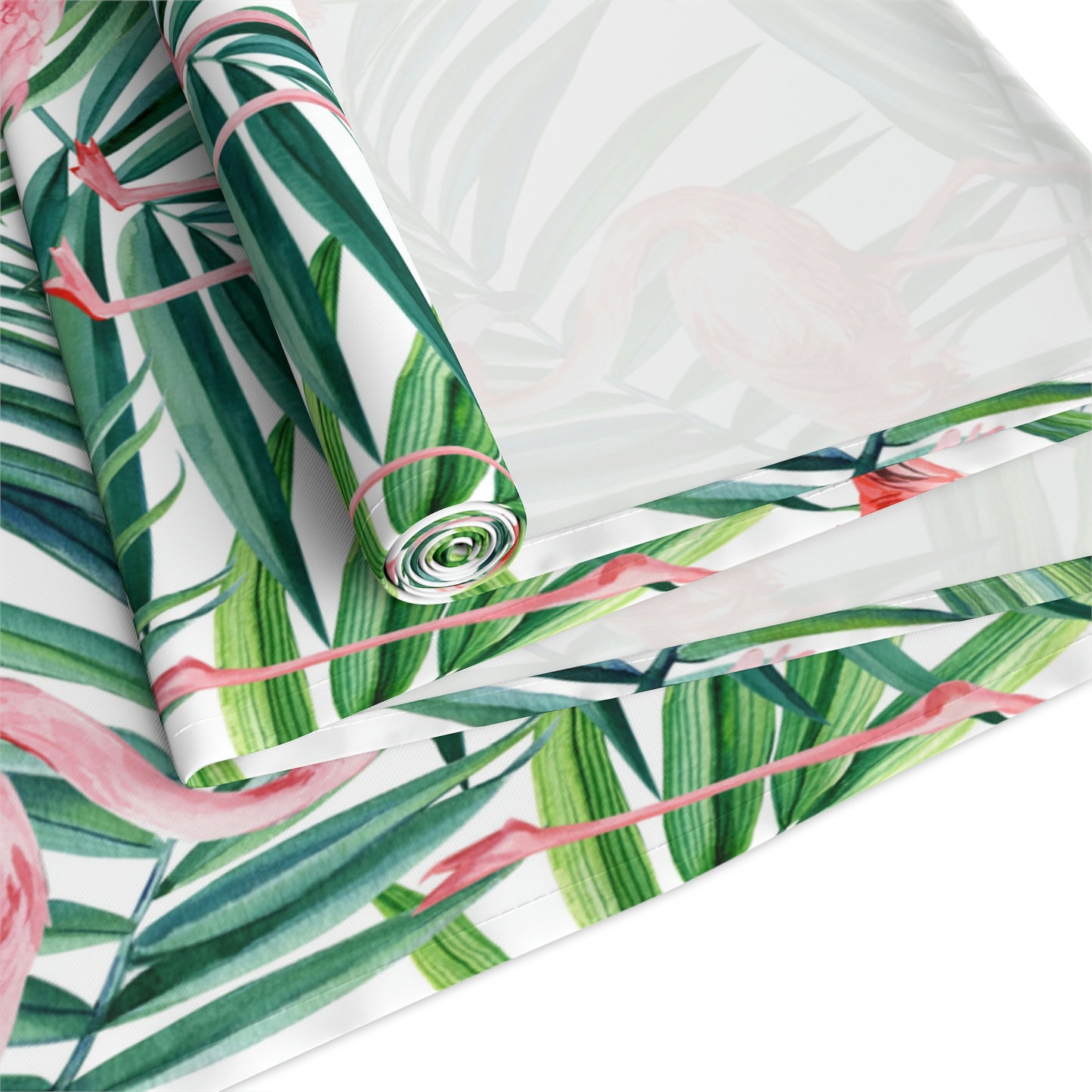 Pink Flamingos and Palm Leaves Table Runner (Cotton, Poly)