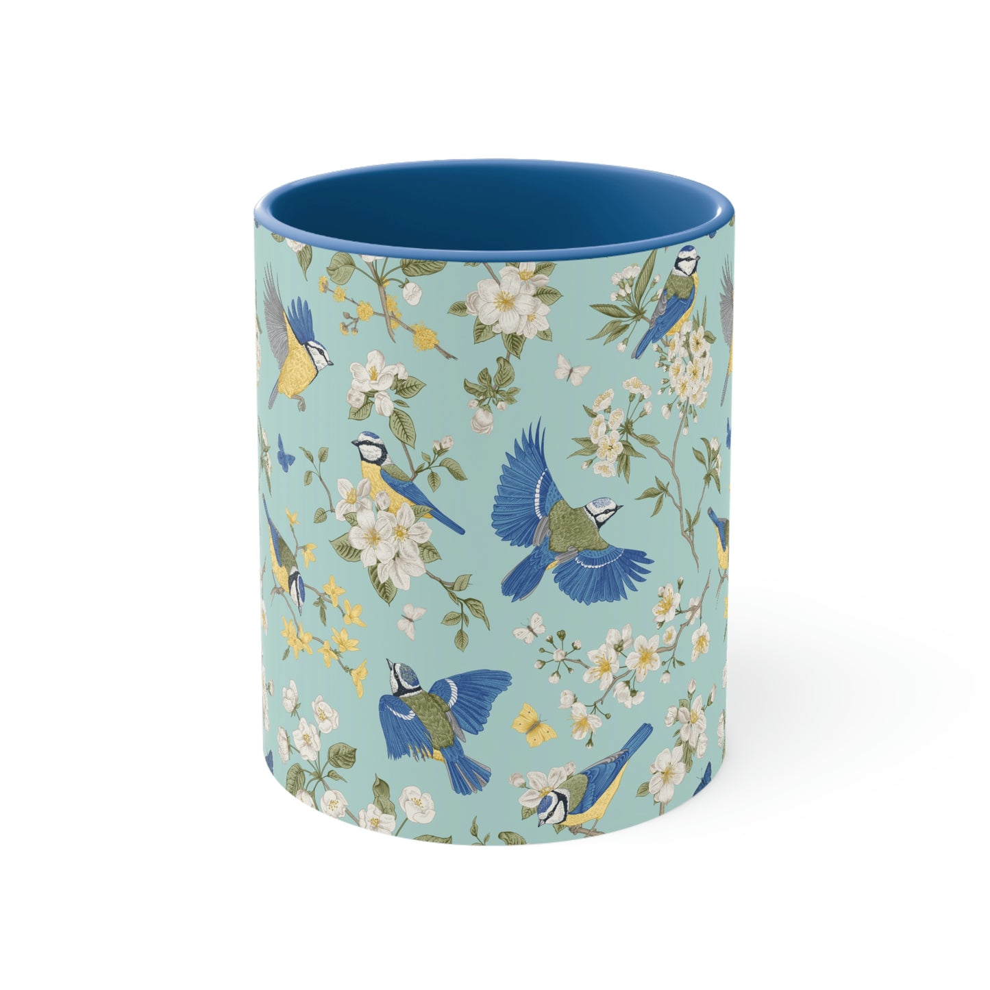 Chinoiserie Birds and Flowers Accent Coffee Mug, 11oz