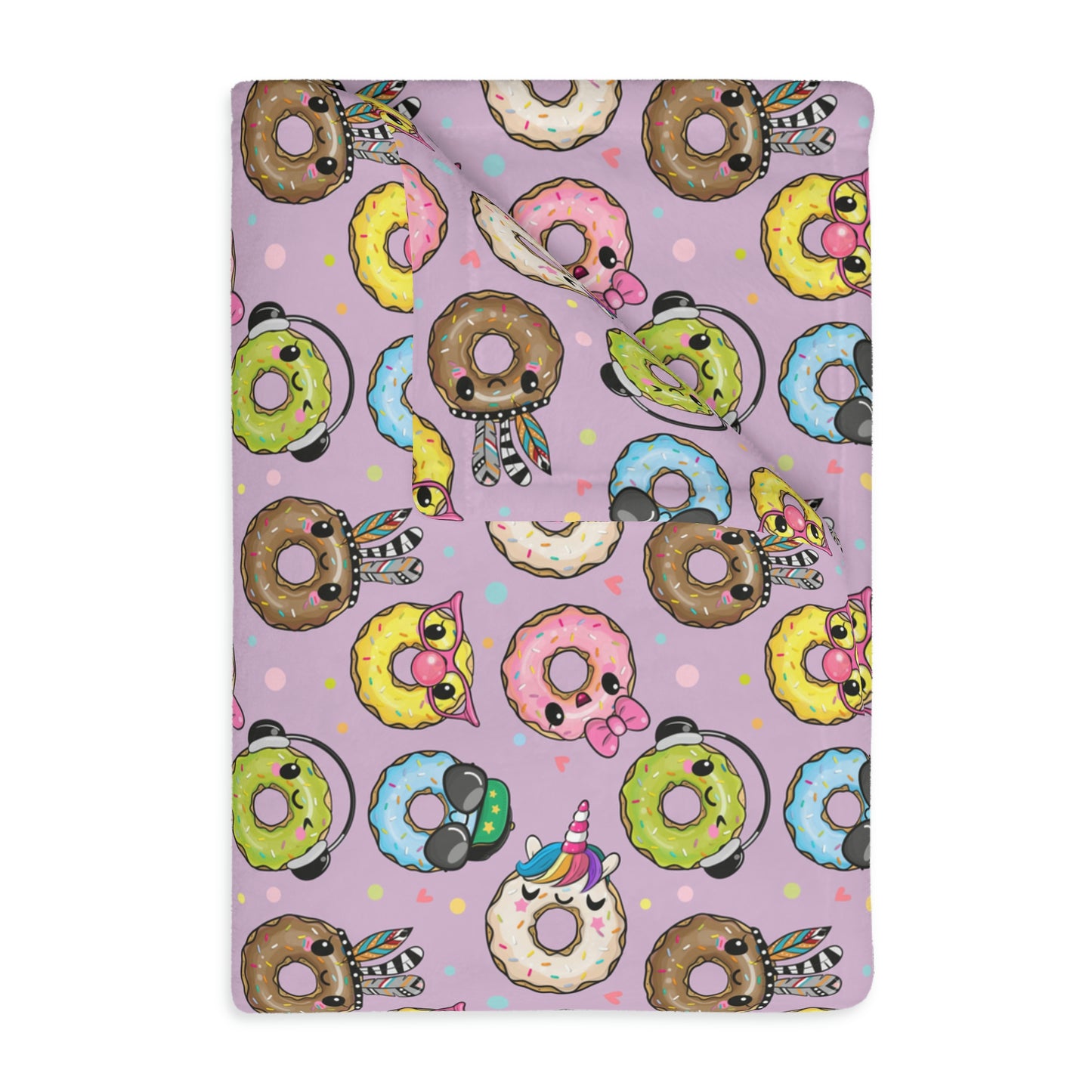 Kawaii Donuts Velveteen Minky Blanket (Two-sided print)