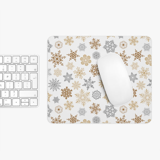 Gold and Silver Snowflakes Mouse Pad