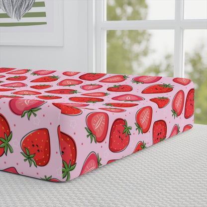 Kawaii Strawberries Baby Changing Pad Cover