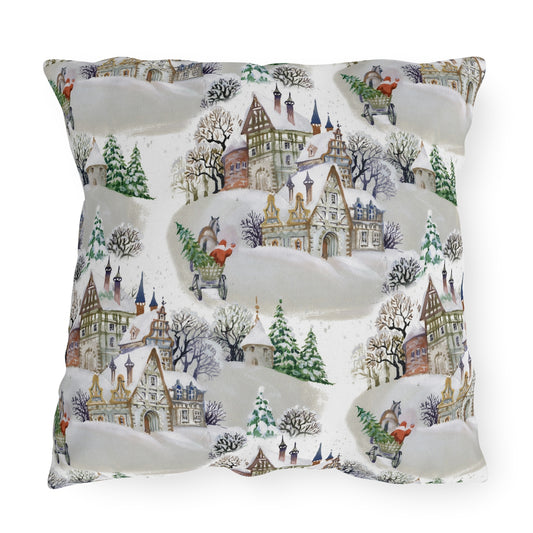 Winter Village Outdoor Pillow
