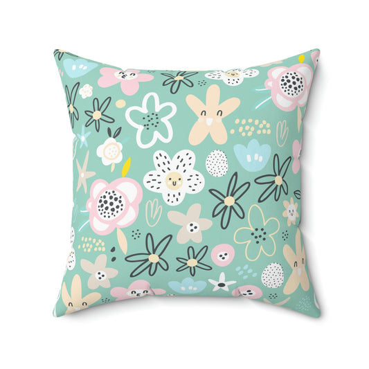 Abstract Flowers Spun Polyester Square Pillow