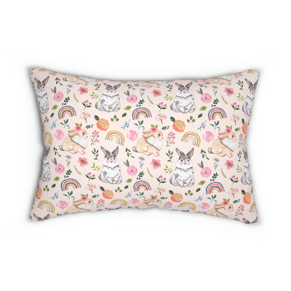 Easter Bunnies and Rainbows Lumbar Pillow