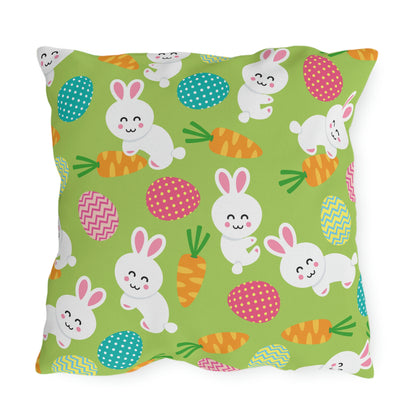 Bunnies and Eggs Outdoor Pillow